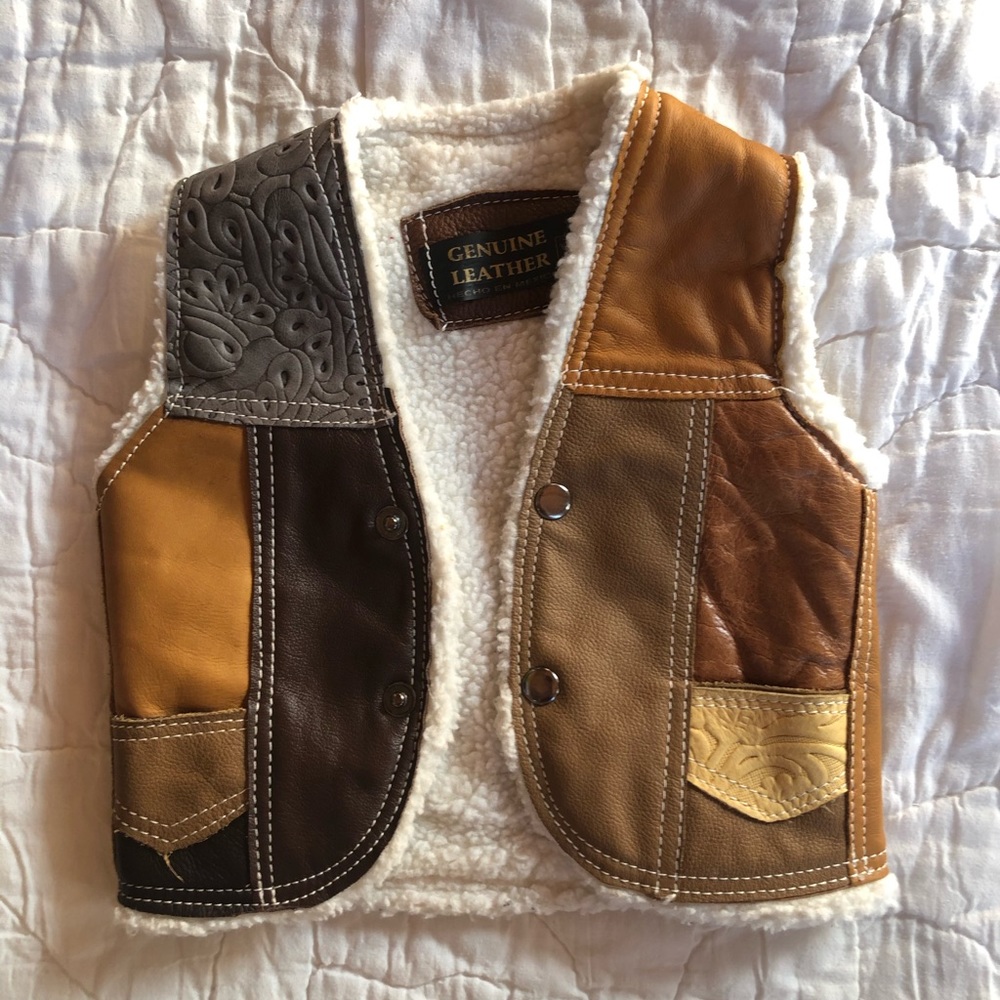 Youth small Leather Vest Boho